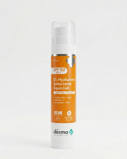 The Derma Co 1% Hyaluronic Sunscreen Spf 50 Pa+++ Aqua Gel (50g) | For Normal and Oily Skin