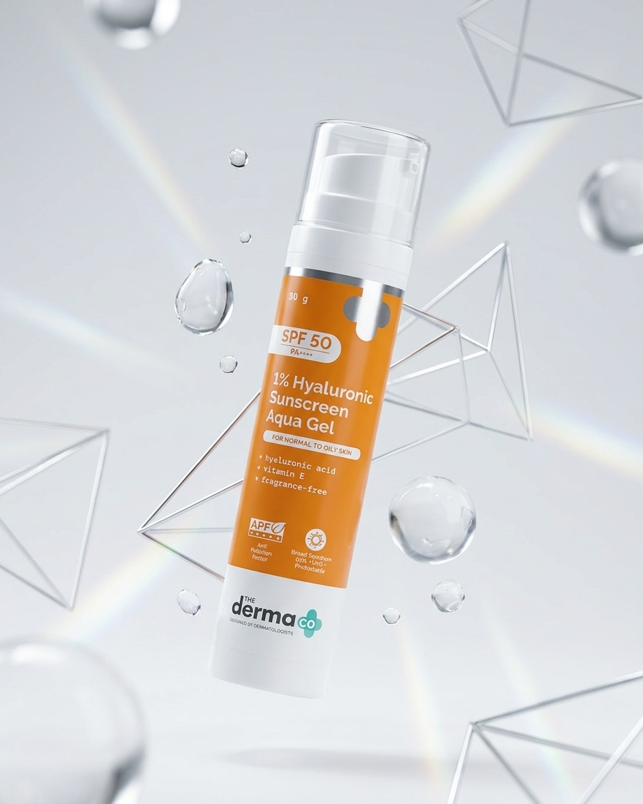The Derma Co 1% Hyaluronic Sunscreen Spf 50 Pa+++ Aqua Gel (50g) | For Normal and Oily Skin